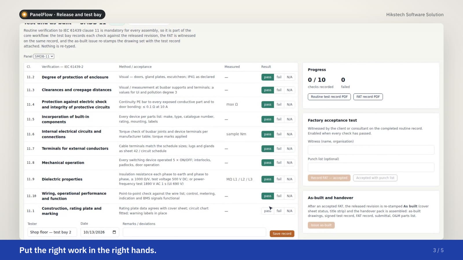 PanelFlow release and test bay